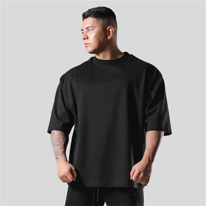 230g M-5XL 無地Tシャツ メンズ 大きいサイズ 100％コットン ジム スポーツ フィットネス ゆったり 半袖 ランニングシャツ トレーニング ワークアウトTシャツ
