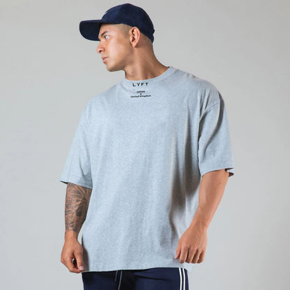 LYFT JAPAN&UK コットンジムシャツ スポーツTシャツ メンズ 半袖 ランニングシャツ ワークアウト トレーニングTシャツ フィットネス ゆったり 大きいサイズ M〜XXXL