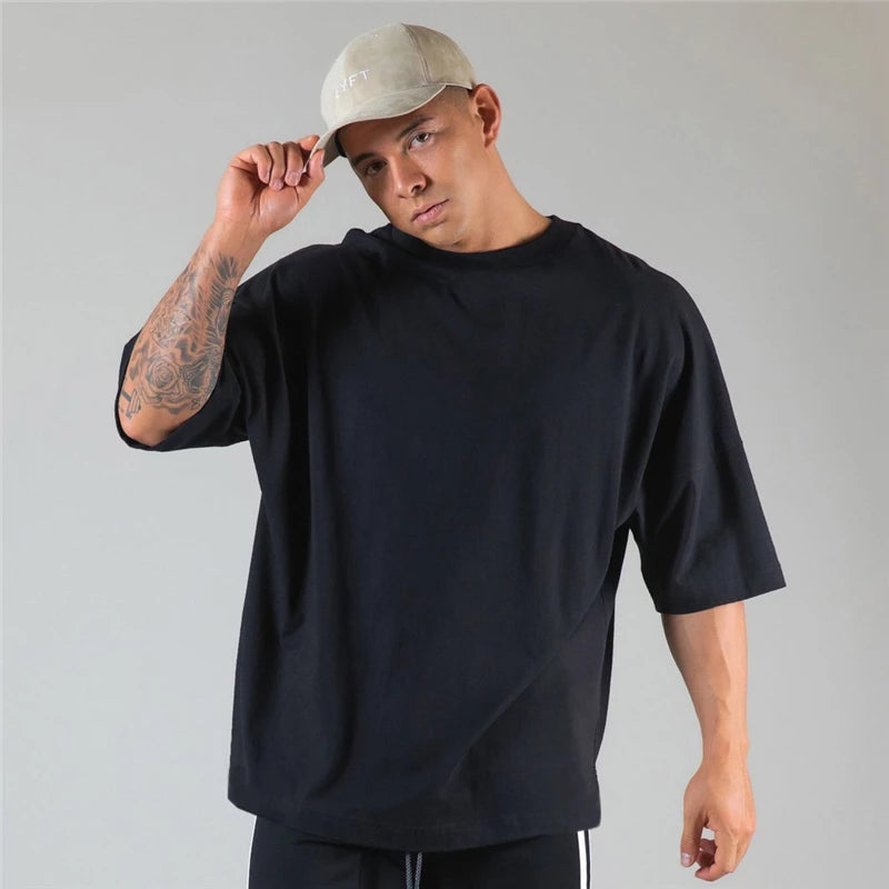 LYFT JAPAN&UK コットンジムシャツ スポーツTシャツ メンズ 半袖 ランニングシャツ ワークアウト トレーニングTシャツ フィットネス ゆったり 大きいサイズ M〜XXXL