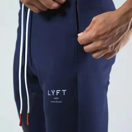LYFT フィットネスパンツ メンズ 秋冬用 新作 通気性スポーツ＆カジュアルパンツ スリムフィット 裾ジッパー付きガードパンツ