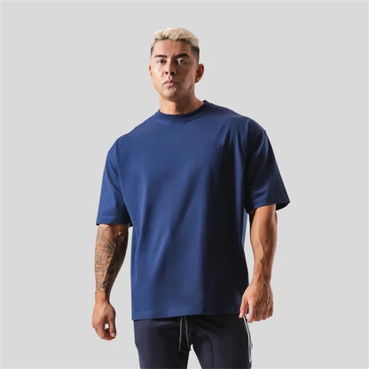 230g M-5XL 無地Tシャツ メンズ 大きいサイズ 100％コットン ジム スポーツ フィットネス ゆったり 半袖 ランニングシャツ トレーニング ワークアウトTシャツ
