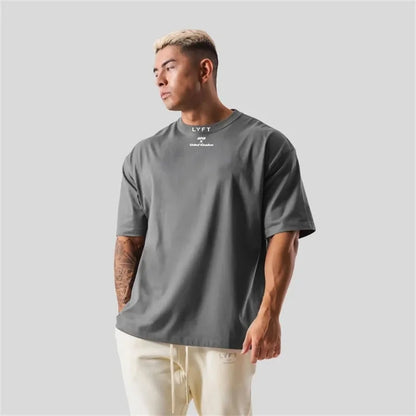 LYFT JAPAN&UK コットンジムシャツ スポーツTシャツ メンズ 半袖 ランニングシャツ ワークアウト トレーニングTシャツ フィットネス ゆったり 大きいサイズ M〜XXXL