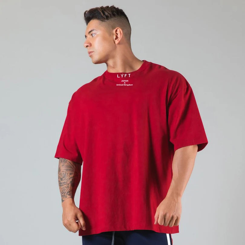LYFT JAPAN&UK コットンジムシャツ スポーツTシャツ メンズ 半袖 ランニングシャツ ワークアウト トレーニングTシャツ フィットネス ゆったり 大きいサイズ M〜XXXL